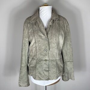MetroStyle leather boho bell sleeves blazer jacket size 16